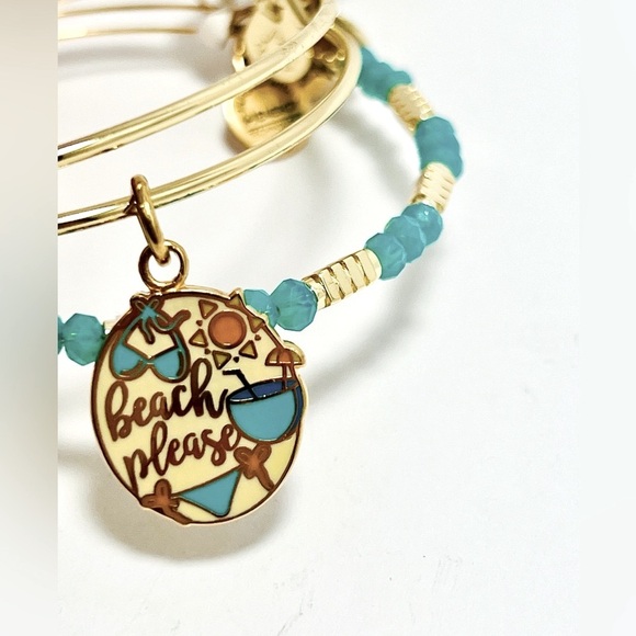 Alex and Ani “Beach Please” Set of 2 Expandable Bracelets. Shiny Gold Finish NWT - Picture 7 of 9